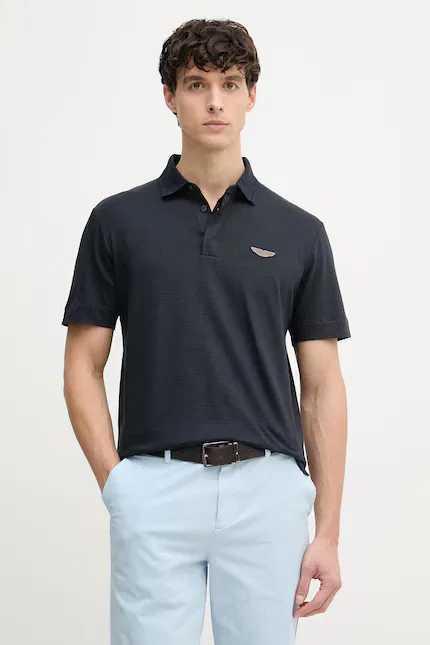 Поло с льном X ASTON MARTIN BOSS, синий