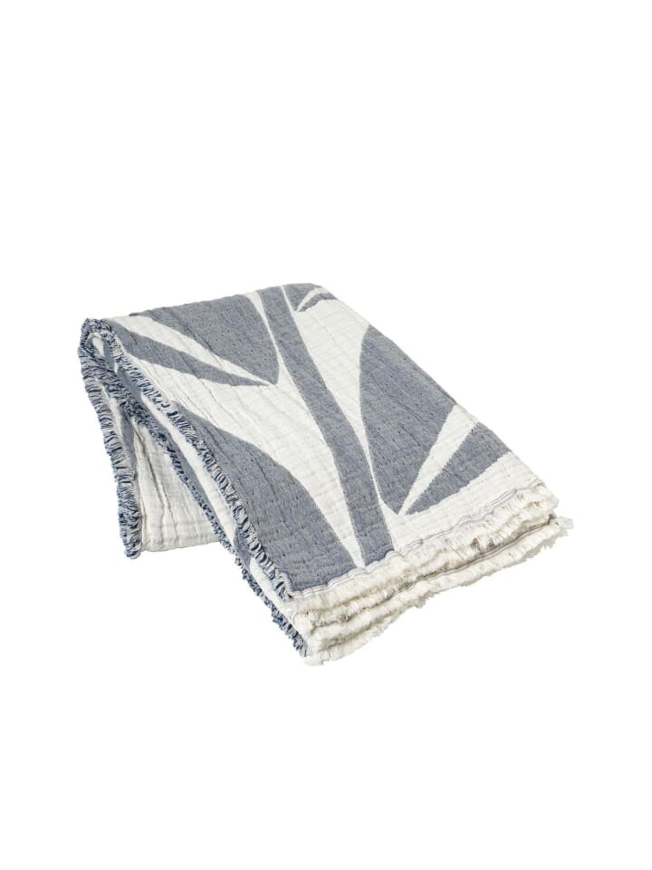 

Плед Broste Copenhagen, цвет maritime blue