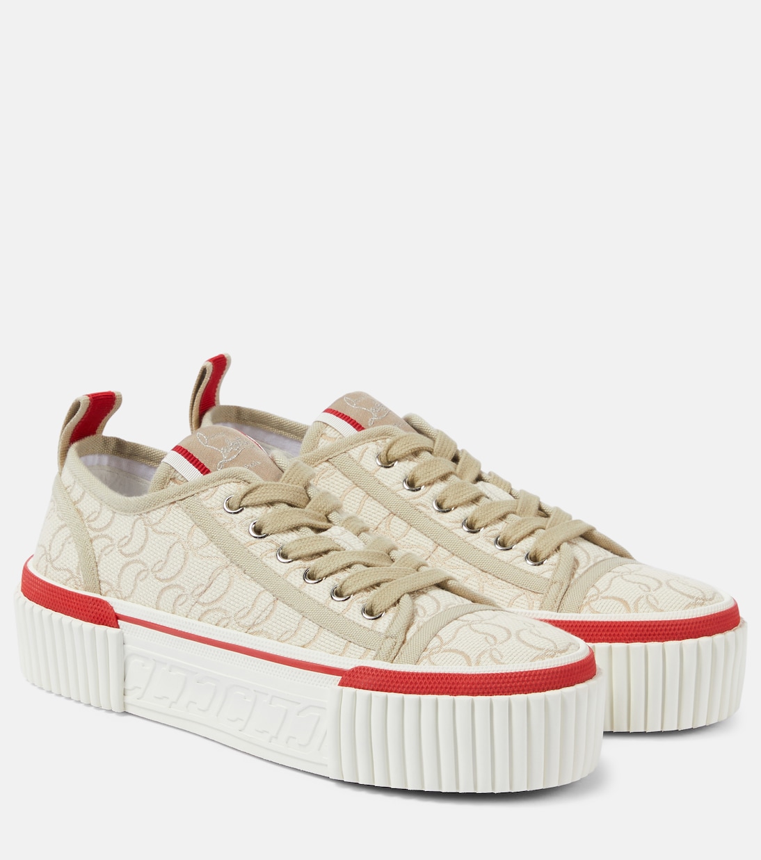 Кроссовки платформенные Super Pedro CL Christian Louboutin, Natural