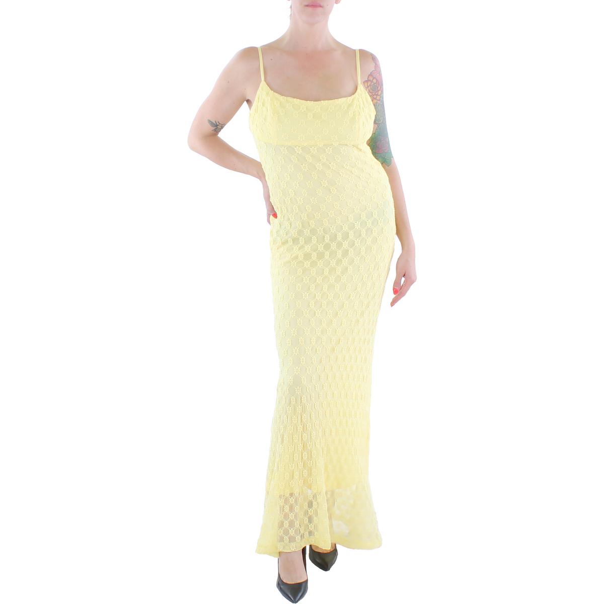 

Женское кружевное облегающее платье макси Bardot, цвет canary yellow