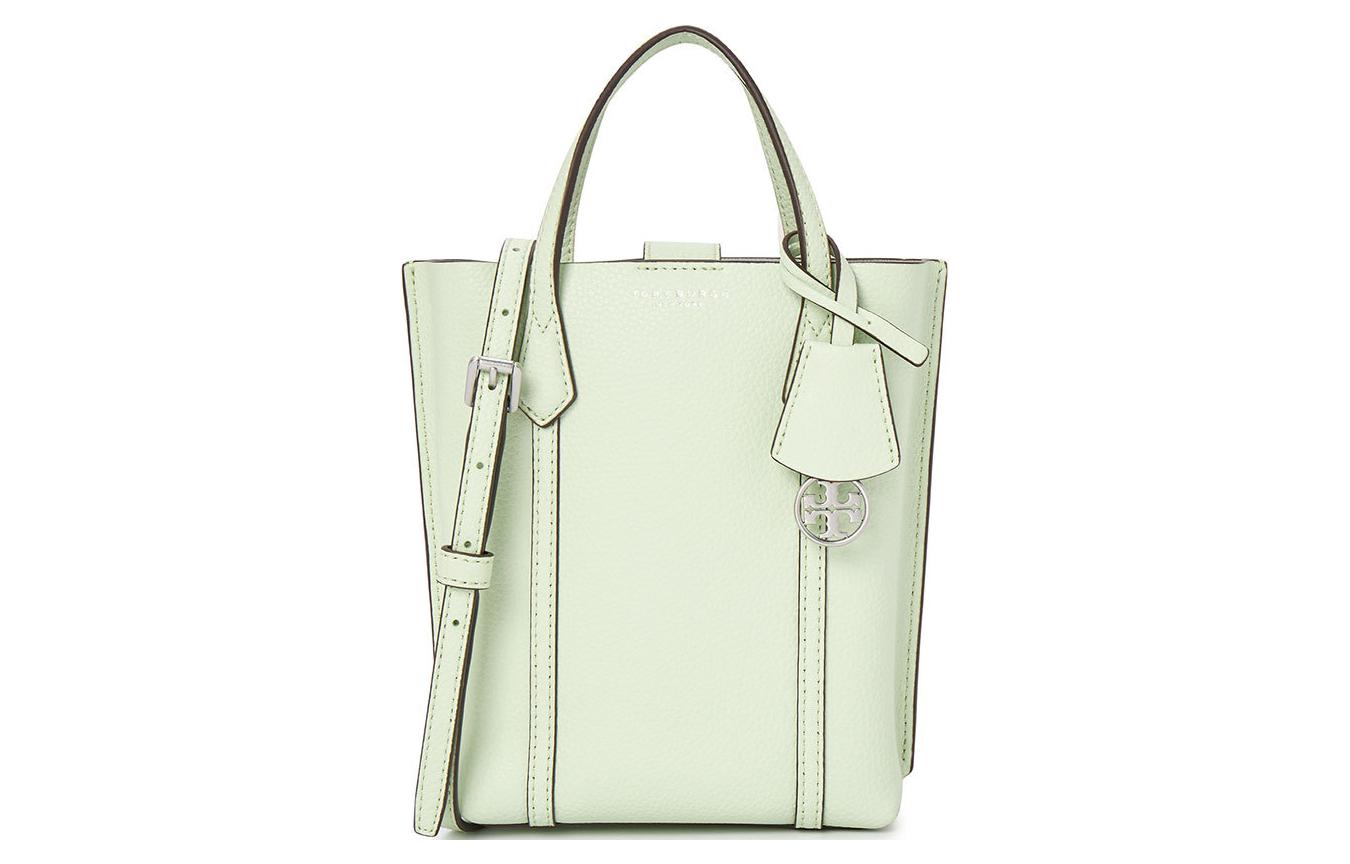 

TORY BURCH Перри тисненая кожаная сумка тоут шоппер через плечо кроссбоди мини женская аква зеленая