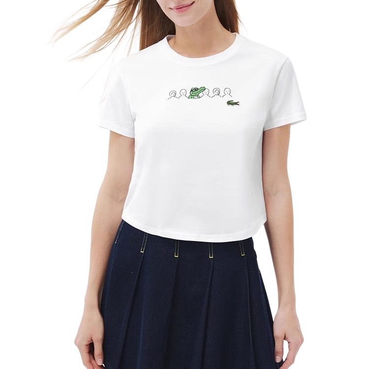 Футболка Lacoste Women's, белая, с логотипом — фото 4