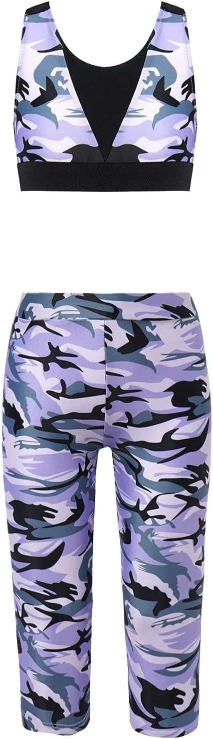 Спортивный костюм для девочек YONGHS, 2 предмета, Camouflage Purple — фото 3
