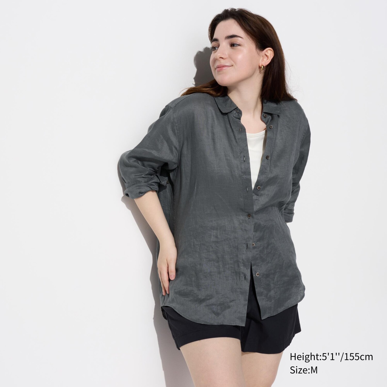 

Рубашка из 100% льна премиум-класса UNIQLO, розовый