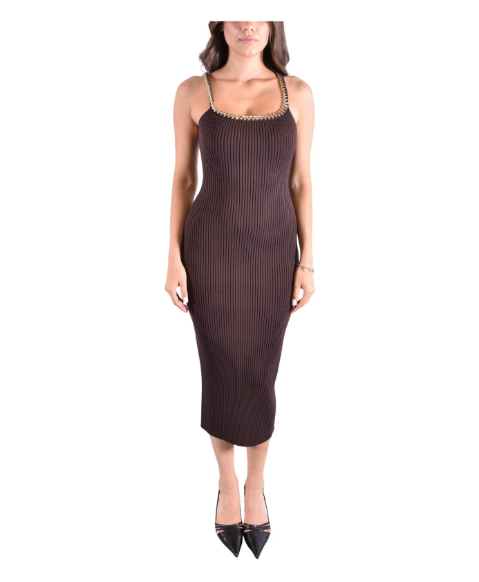 

Трикотажное миди-платье в рубчик с цепочкой Michael Kors, коричневый