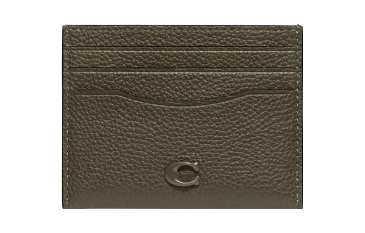 

COACH Кожаный кошелек для карт, держатель для карт, унисекс, оливково-зеленый