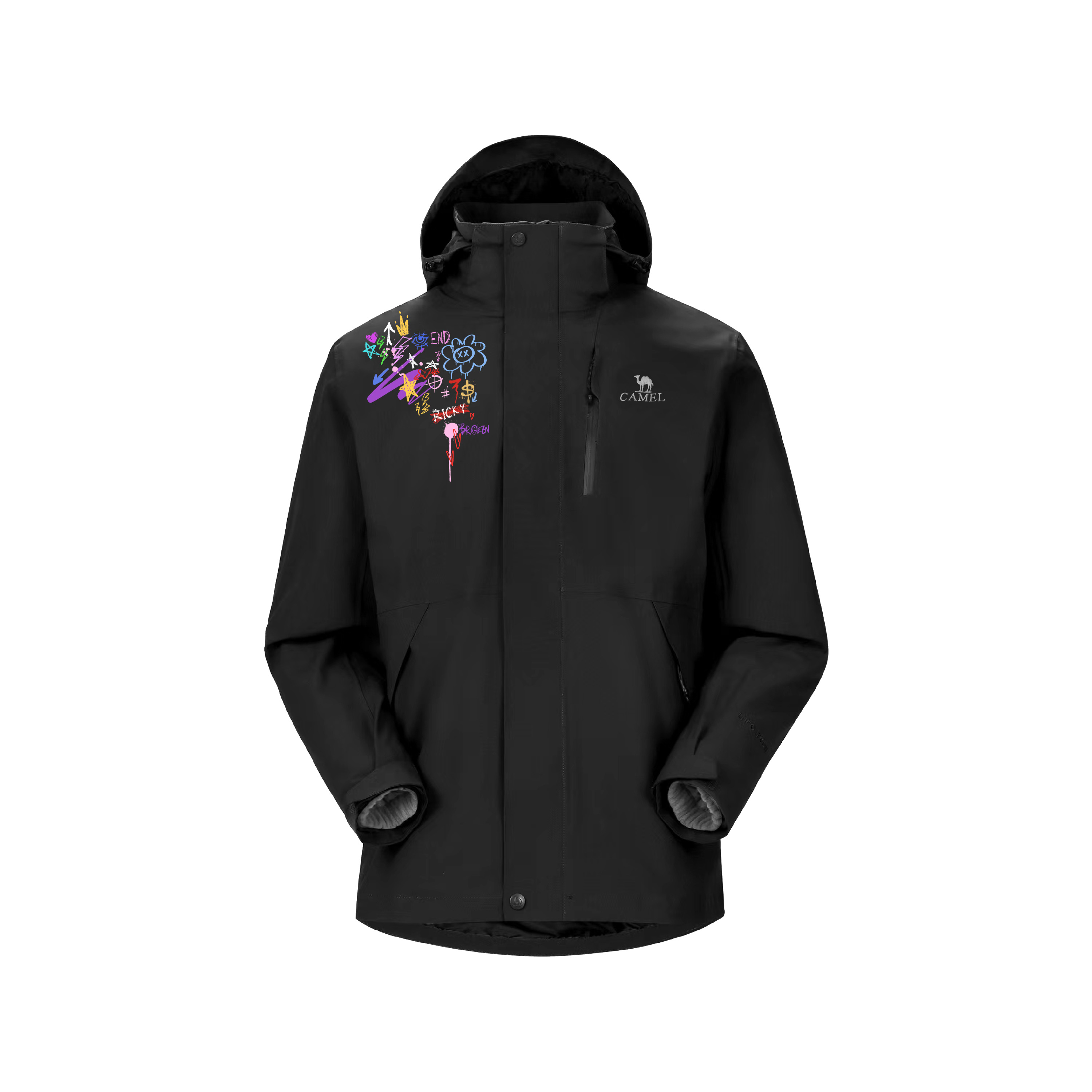 

Ветровка All weather Mountain Versatile Urban Living/Travel/Commuting Waterproof And Warm Unisex CAMEL, phantom черный