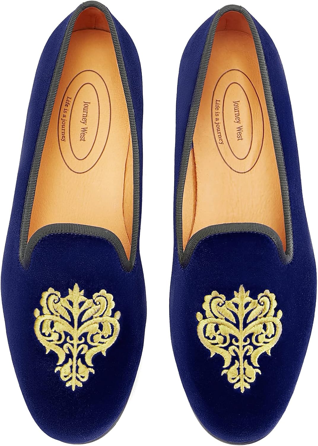 

Мужские бархатные лоферы Journey West с вышивкой, слипоны, туфли для смокинга для мужчин, синий