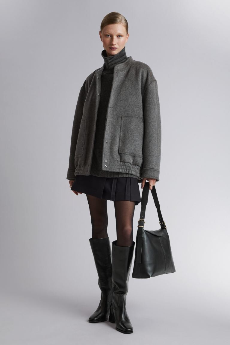 

Шерстяная куртка оверсайз H&M, серый
