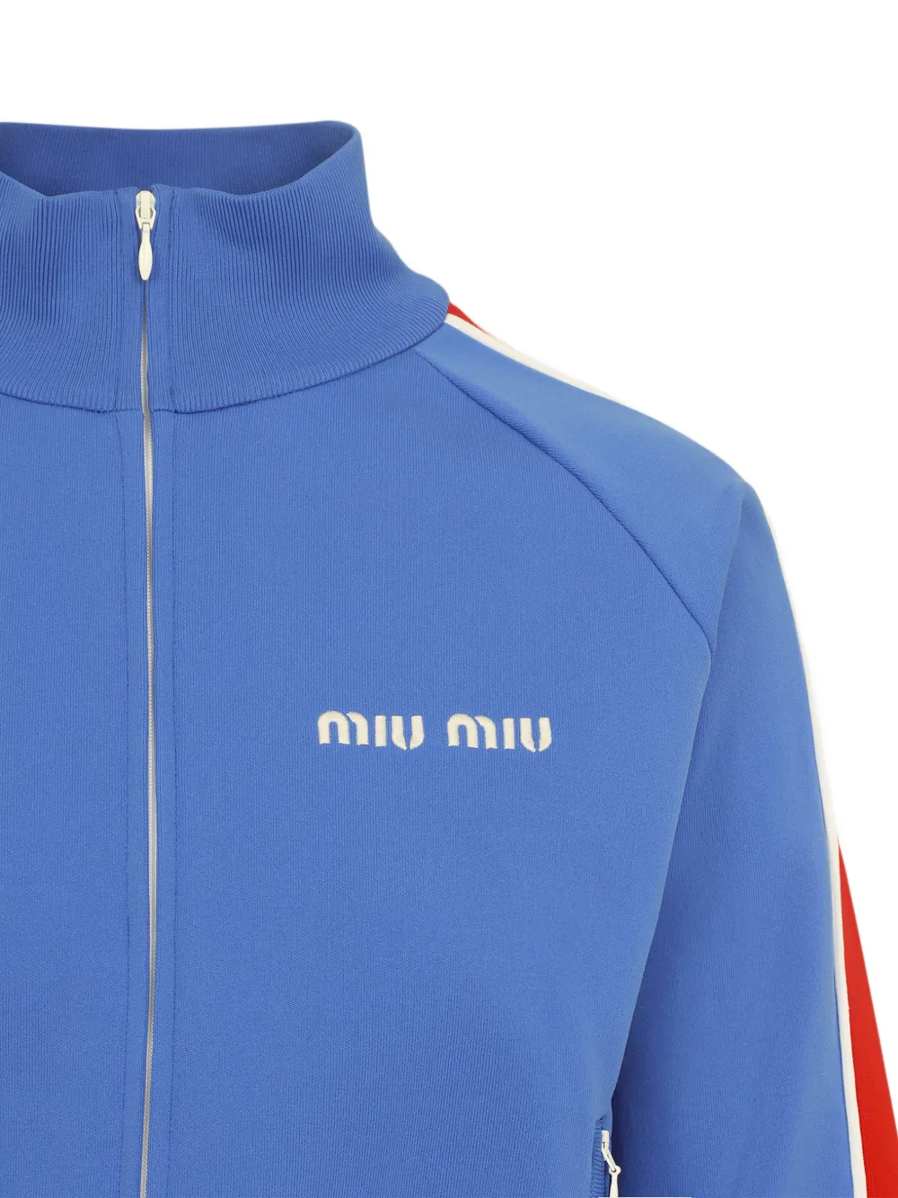 Свитшот с застежкой-молнией и полосками Miu Miu, синий — фото 4