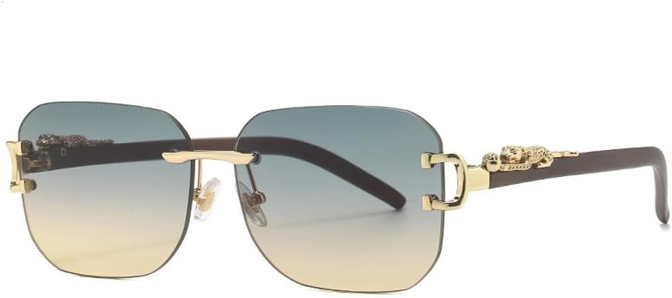 

Безободковые металлические солнцезащитные очки для женщин и мужчин. Модные винтажные солнцезащитные очки класса люкс с защитой от УФ-излучения UV400 HVTVTLA, Green Yellow