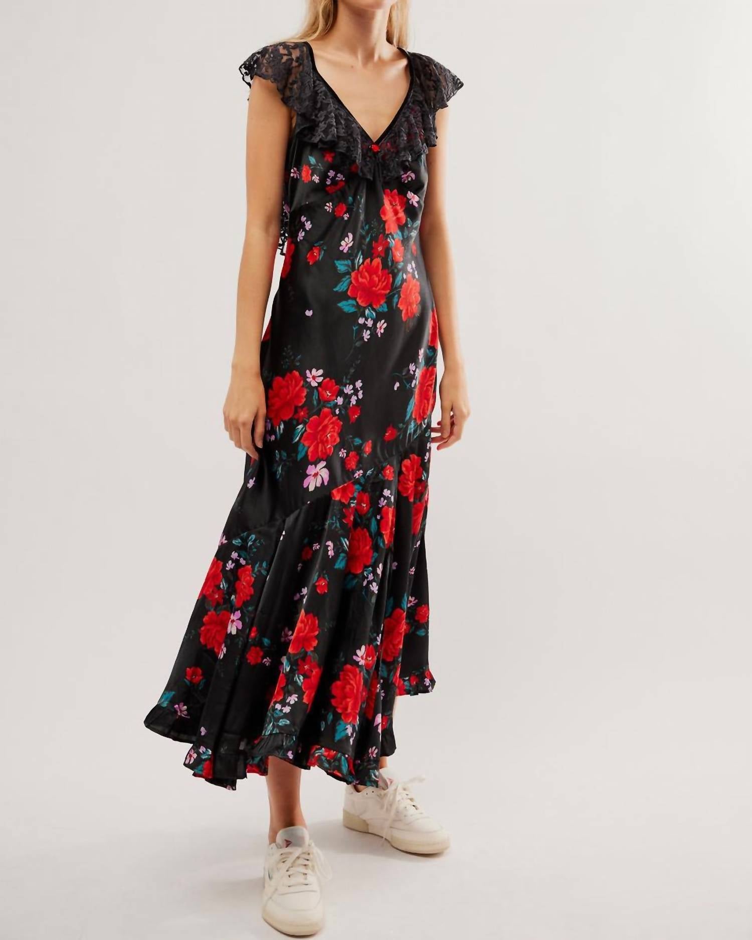 

Платье миди Warm Hearts в черном комбинированном цвете Free People
