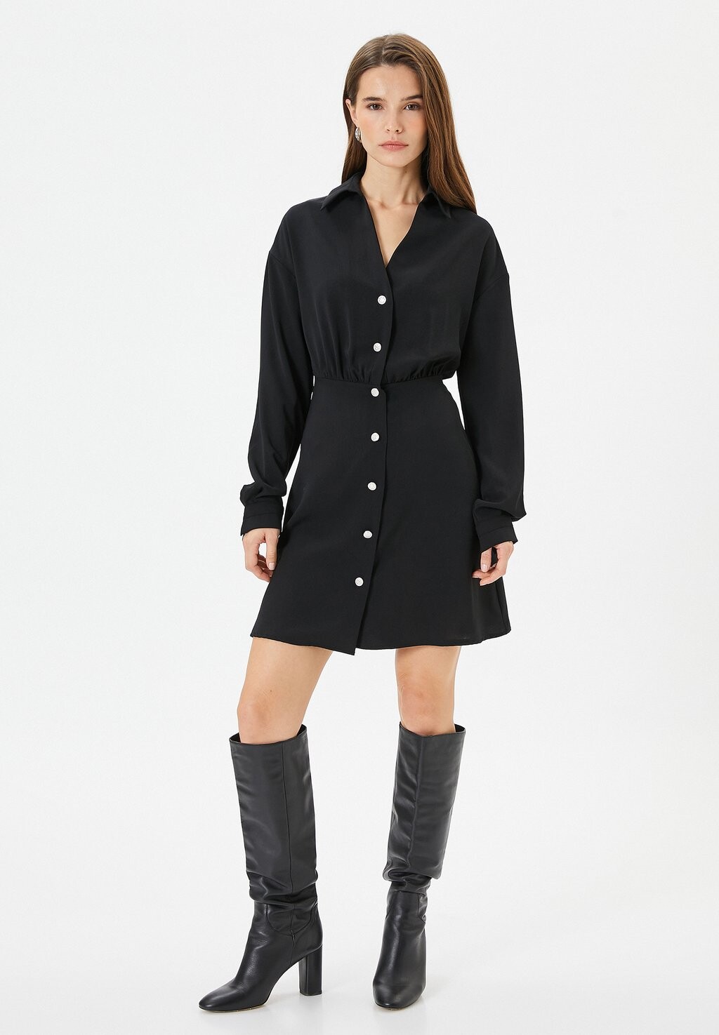 

Платье-рубашка Buttoned Mini Koton, черный