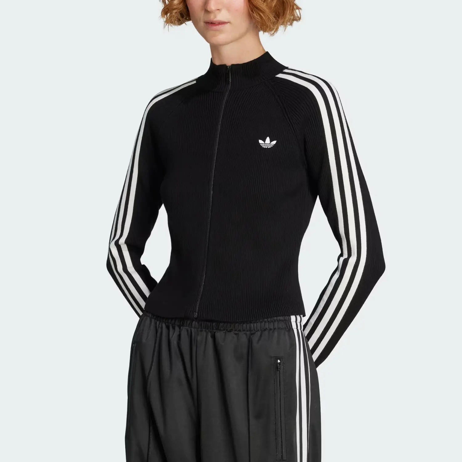 Тренировочная куртка Adidas Originals Adicolor 3-Stripes Slim Knit, черный
