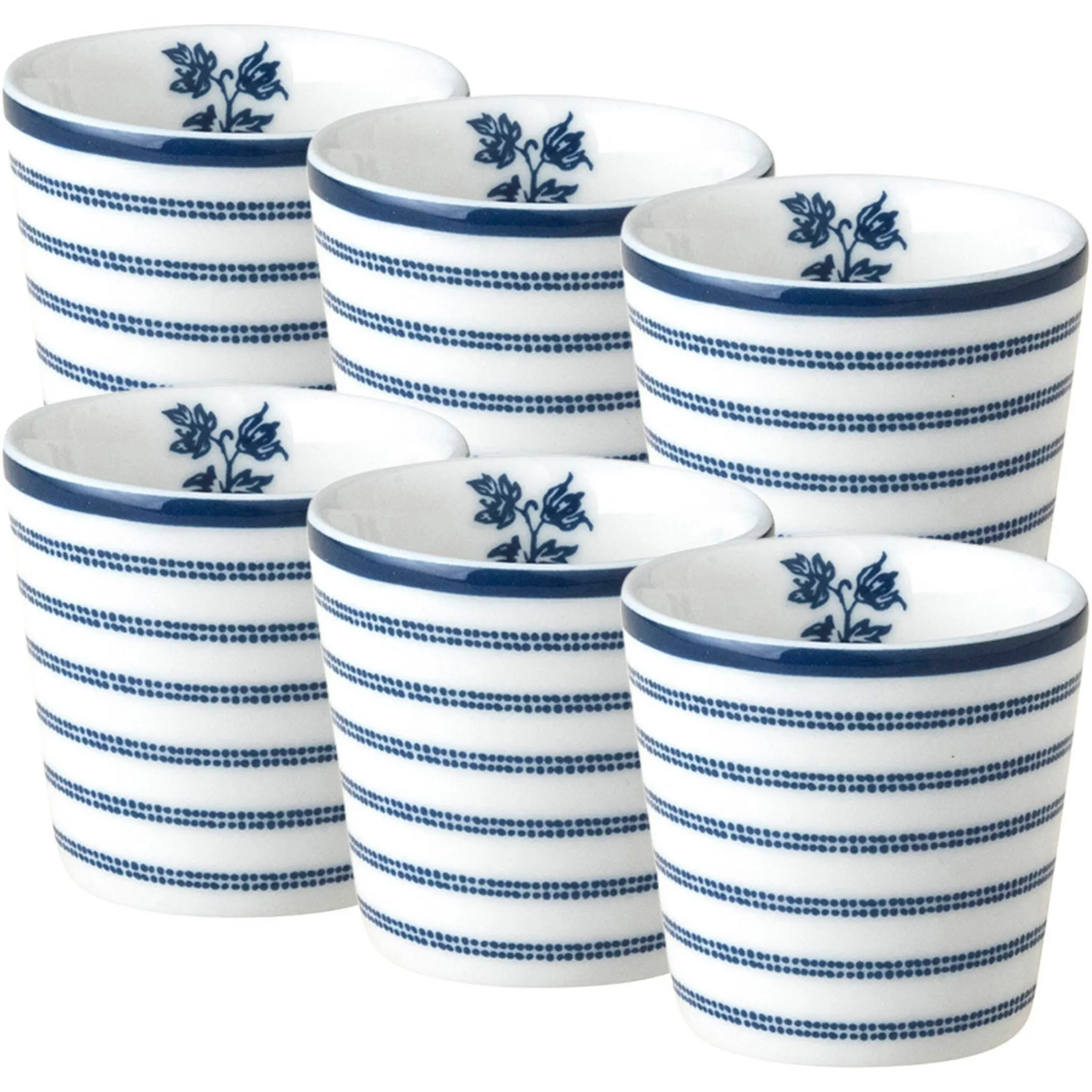 

LAURA ASHLEY BLUEPRINT COLLECTABLES Подставки для яиц «Candy Stripe», (набор, 6 предметов), фарфор, белый/синий