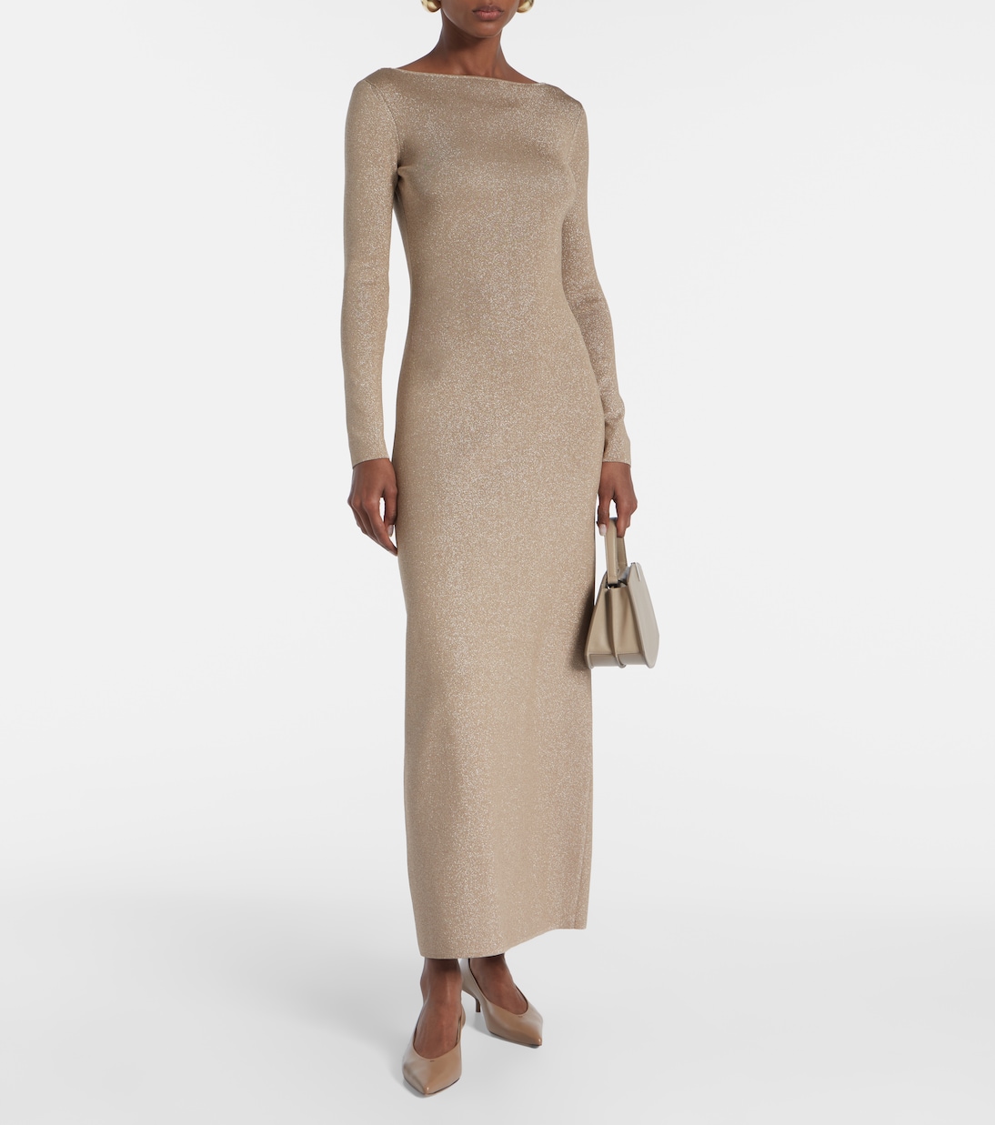 Платье макси с застежкой-ручкой на спине от Bracco Max Mara, Pomice Argento — фото 2