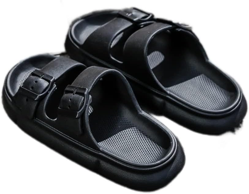 

Шлепанцы XUEMML для мужчин и женщин, летние тапочки, пляжные тапочки для женщин с открытым носком, водонепроницаемые модные нескользящие сандалии с двумя регулируемыми ремешками, черный