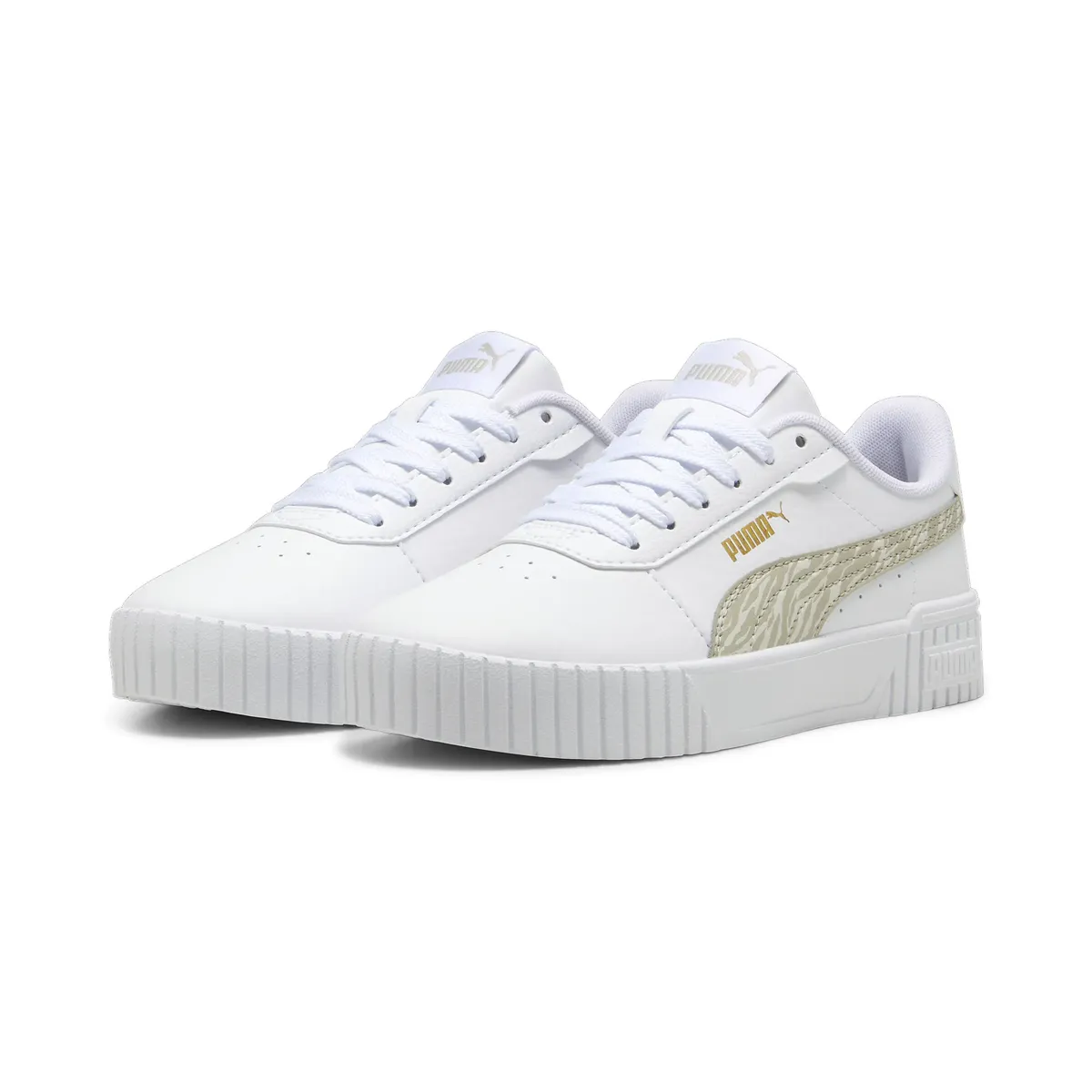 

Кроссовки PUMA "CARINA 2.0 ZEBRA JR", цвет Puma White-Desert Dust- Puma Gold