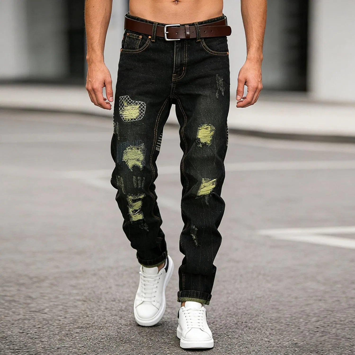 Джинсы casual Ripped, черный — фото 4