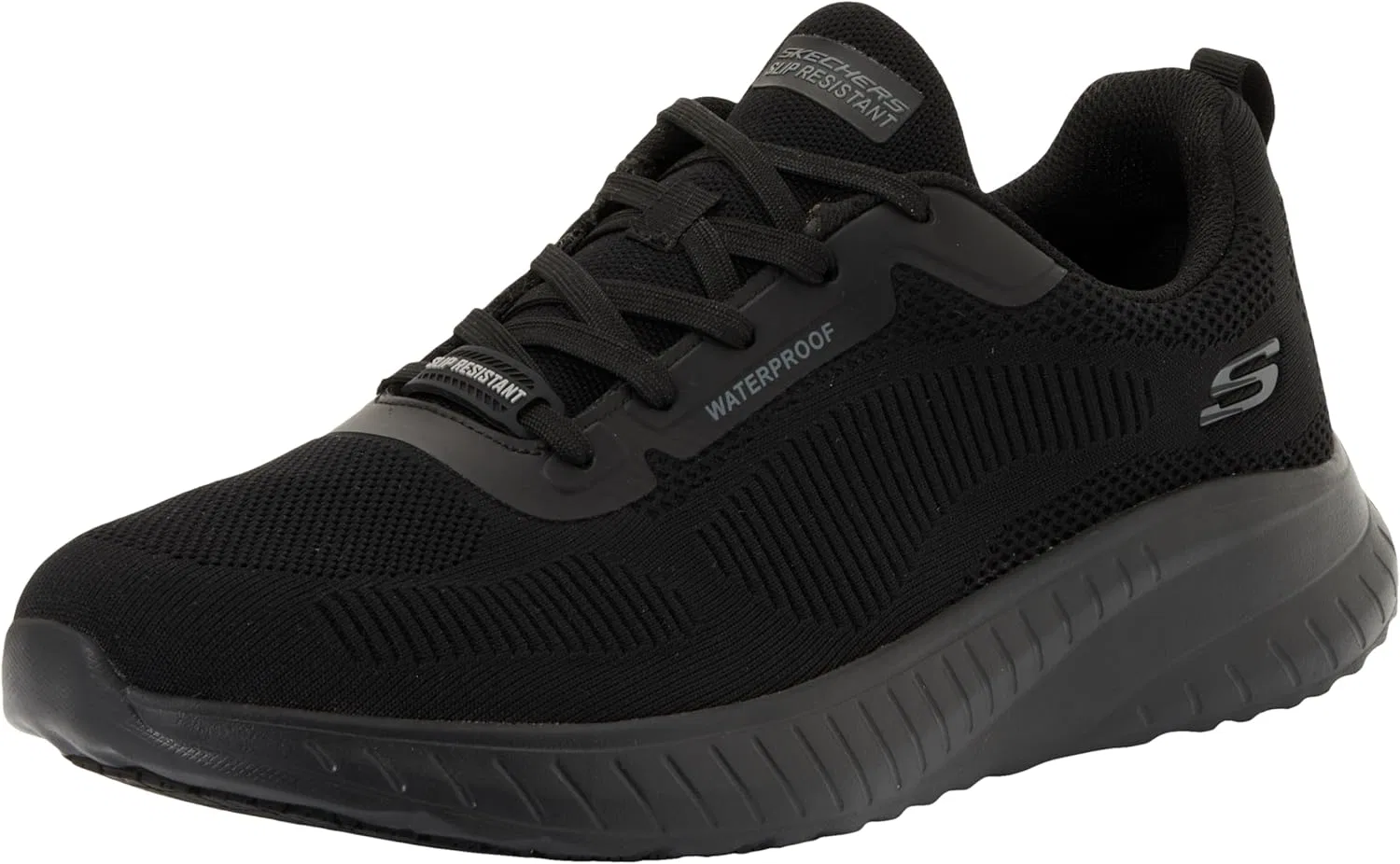 Мужские рабочие медицинские ботинки Skechers Squad Chaos Sr Parley, Black Textile Synthetic