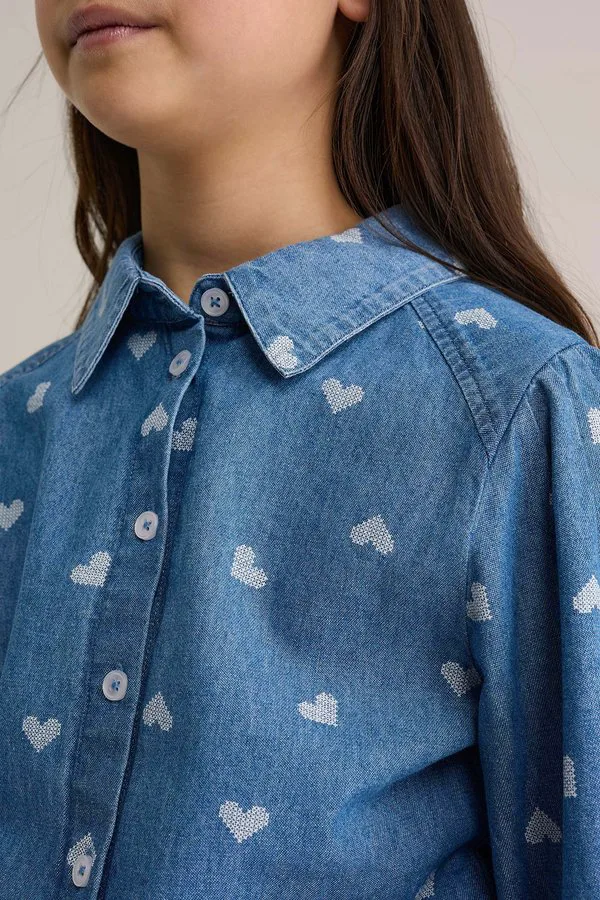 Блузка с ребристым воротником на пуговицах We Fashion, Blue — фото 3