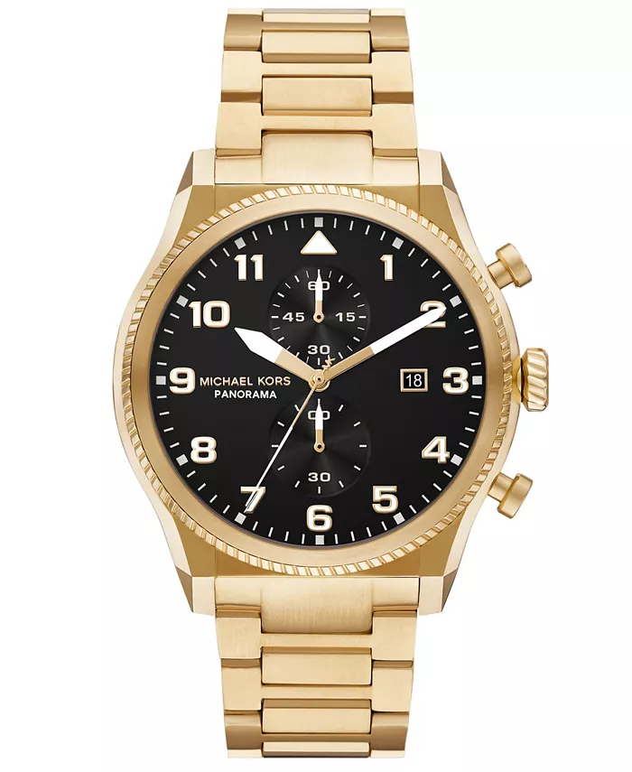 

Мужские часы Panorama Chronograph с золотистым корпусом из нержавеющей стали, 44 мм Michael Kors