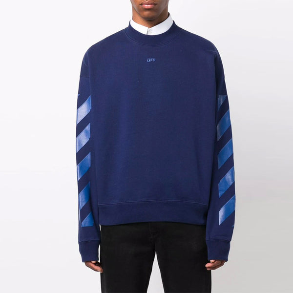 Толстовка men's fw21 rubber arrow geometry pattern round neck long sleeves loose fit blue Off-White, мультиколор — фото 3