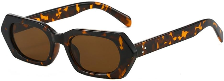 

Солнцезащитные очки Polygon для женщин, модные, с заклепками, декоративные, с защитой от УФ-излучения UV400; солнцезащитные очки для мужчин, темно-зеленые TYUVIVO, Leopard Tea