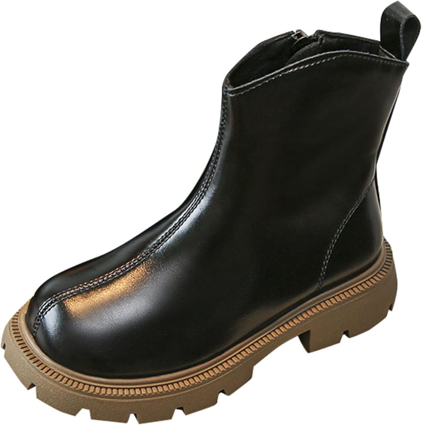 

Детские ботинки для девочек с протекторной подошвой, боевые, с боковой молнией, противоскользящие, легкие, водонепроницаемые, утепленные зимние ботинки Generic, Khaki