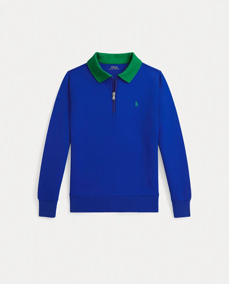 Унисекс свитшот из двойного трикотажа с воротником Polo Ralph Lauren, белый