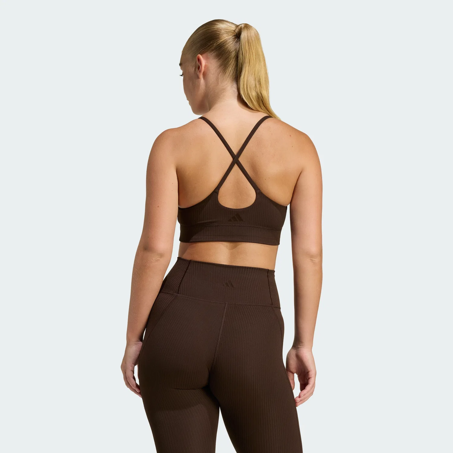 Женский бра-топ All Me Light Support Rib Longline цвета Aurora Coffee от Adidas — фото 2