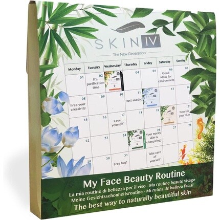 

Skin IV Korean My Face Beauty Routine Kit Маска для лица с черными водорослями и цветами лотоса, бамбуком и пузырьками, зеленым чаем, 174 г