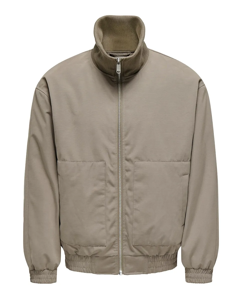 

Мужская куртка с высоким воротником, обычного кроя Only & Sons, бежевый