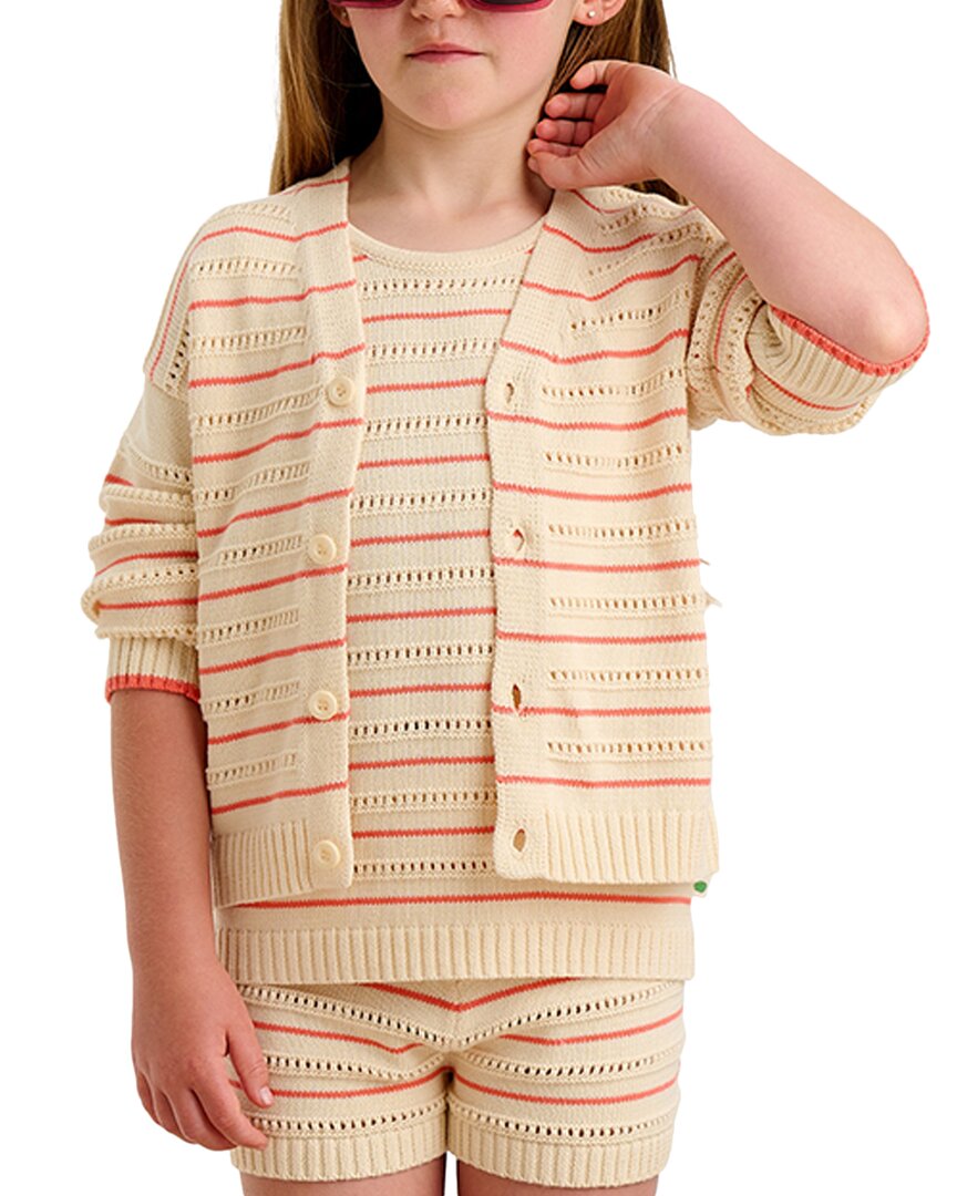 

Кардиган Bonnie Mob в полоску с ажурной вязкой The bonnie mob, коралловый