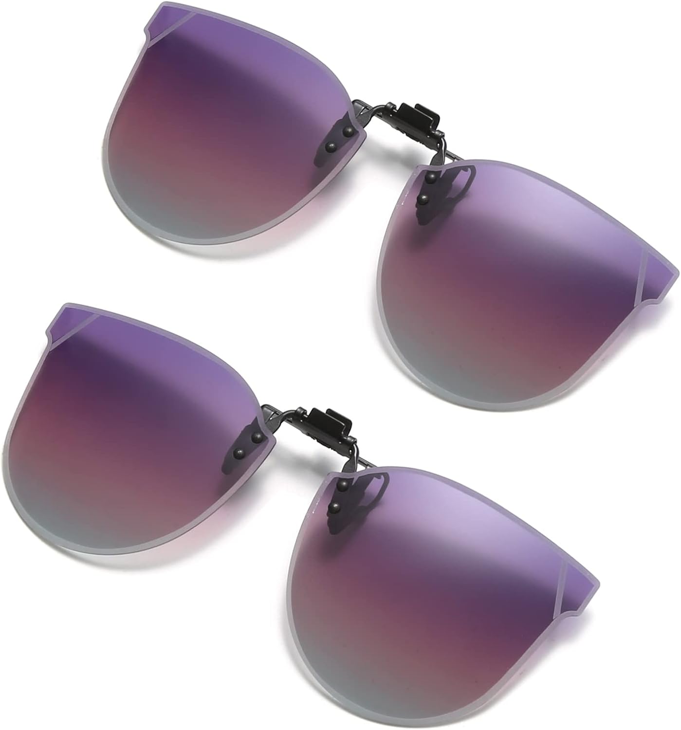

Поляризованные солнцезащитные очки YAMEIZE с клипсами - безободковые откидные очки с защитой от УФ-излучения, модель «кошачий глаз», подходят для женщин и мужчин, для вождения и активного отдыха, Gradient Purple*2
