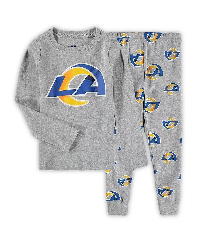 

Серая футболка Los Angeles Rams с длинными рукавами и штаны для сна унисекс для малышей дошкольного возраста Outerstuff