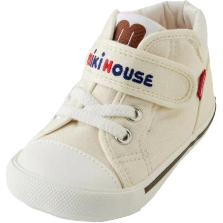 

Нескользящие износостойкие детские туфли среднего размера для младенцев и малышей MIKI HOUSE, белый