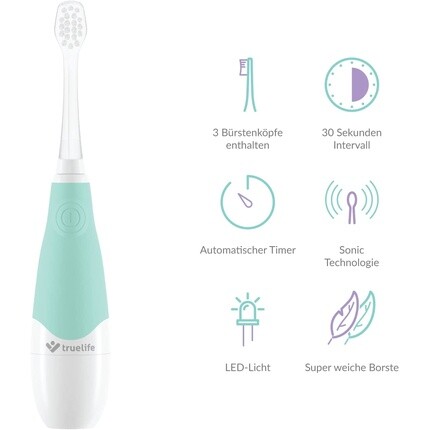 Зубная щетка Sonicbrush Baby G Sonic для детей 3–6 лет с таймером, мягкой щетиной, светодиодной подсветкой, компактным дизайном и 30 наклейками с животными, Truelife — фото 2