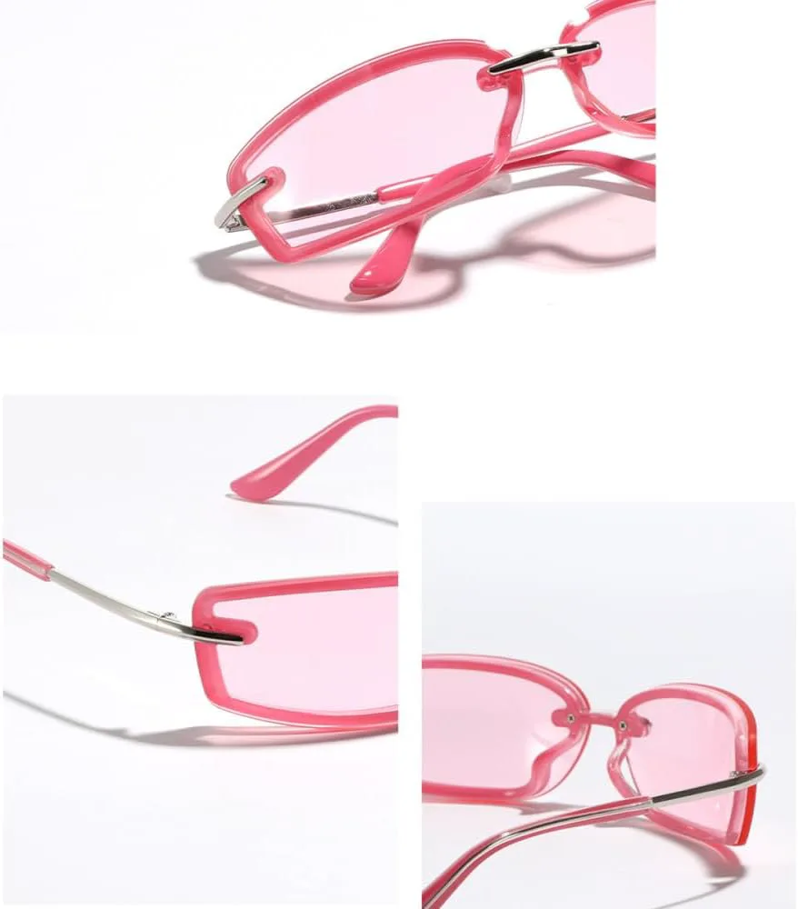 

Женские ретро-солнцезащитные очки маленького размера 2027 года, модные солнцезащитные очки без оправы, прозрачные очки с градиентным переходом цвета MTZJH, Champagne