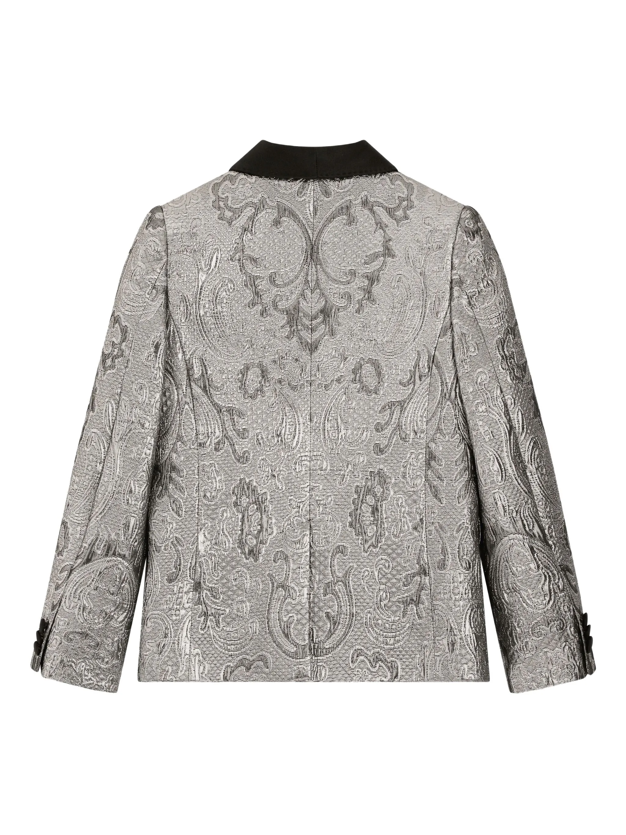 Жаккардовый однобортный жакет Dolce & Gabbana Kids, серый — фото 2