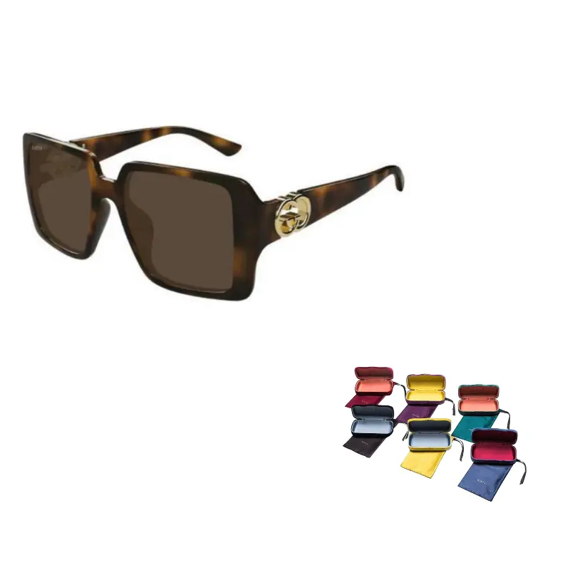 

GUCCI Ацетатные квадратные солнцезащитные очки для женщин в черепаховом цвете, Tortoiseshell