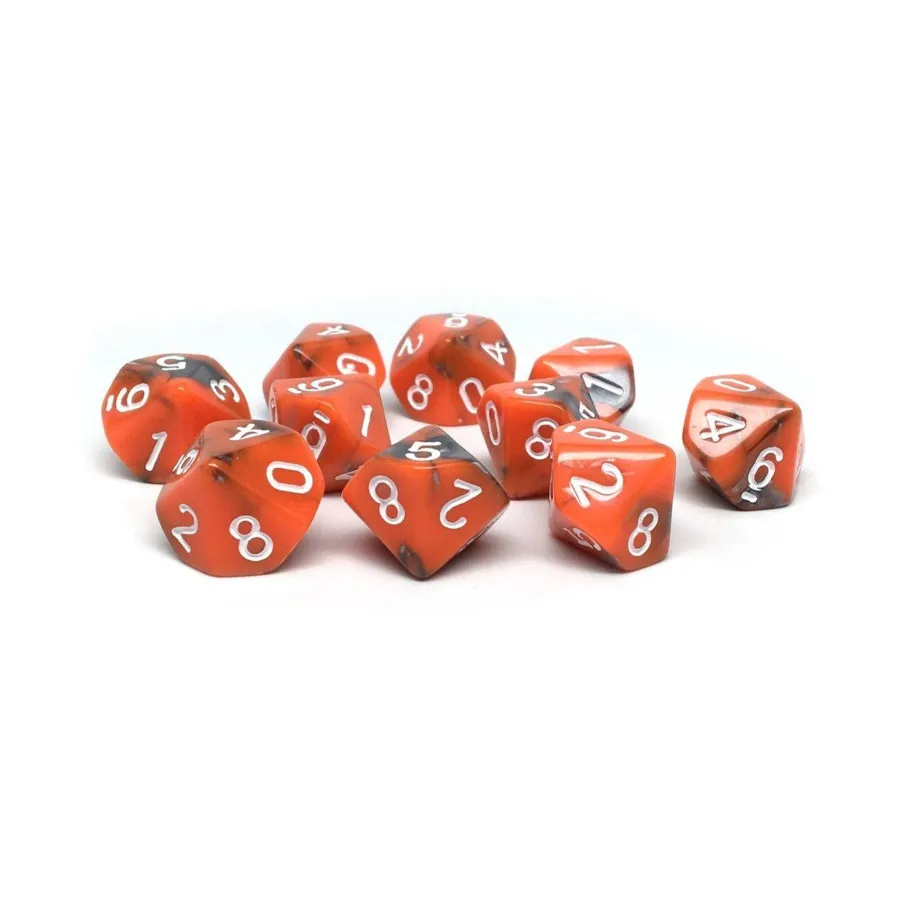 

d10 Оранжевый и серый гранит с белым (10), Dice - Assorted (Easy Roller Dice)