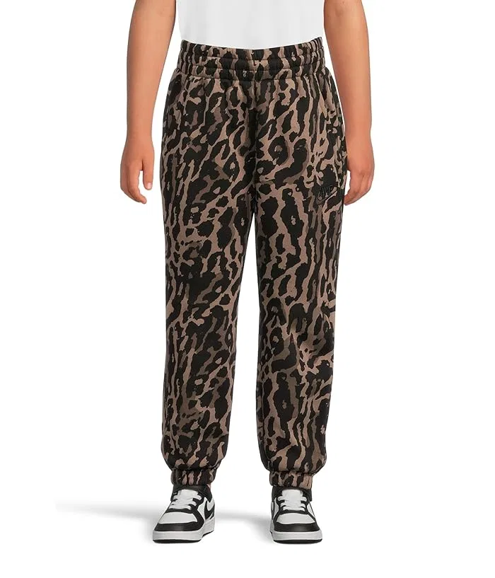 Штаны спортивные флисовые Sportswear Club Fleece Printed Loose Pants Nike Kids, Black/Black