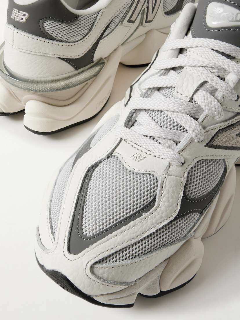 Кроссовки 9060 из текстурированной кожи и сетки с резиновой отделкой New Balance, белый — фото 4