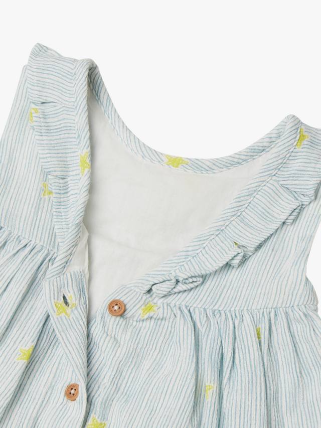 Детское хлопковое платье без рукавов на пуговицах Benetton, Offwhite — фото 3