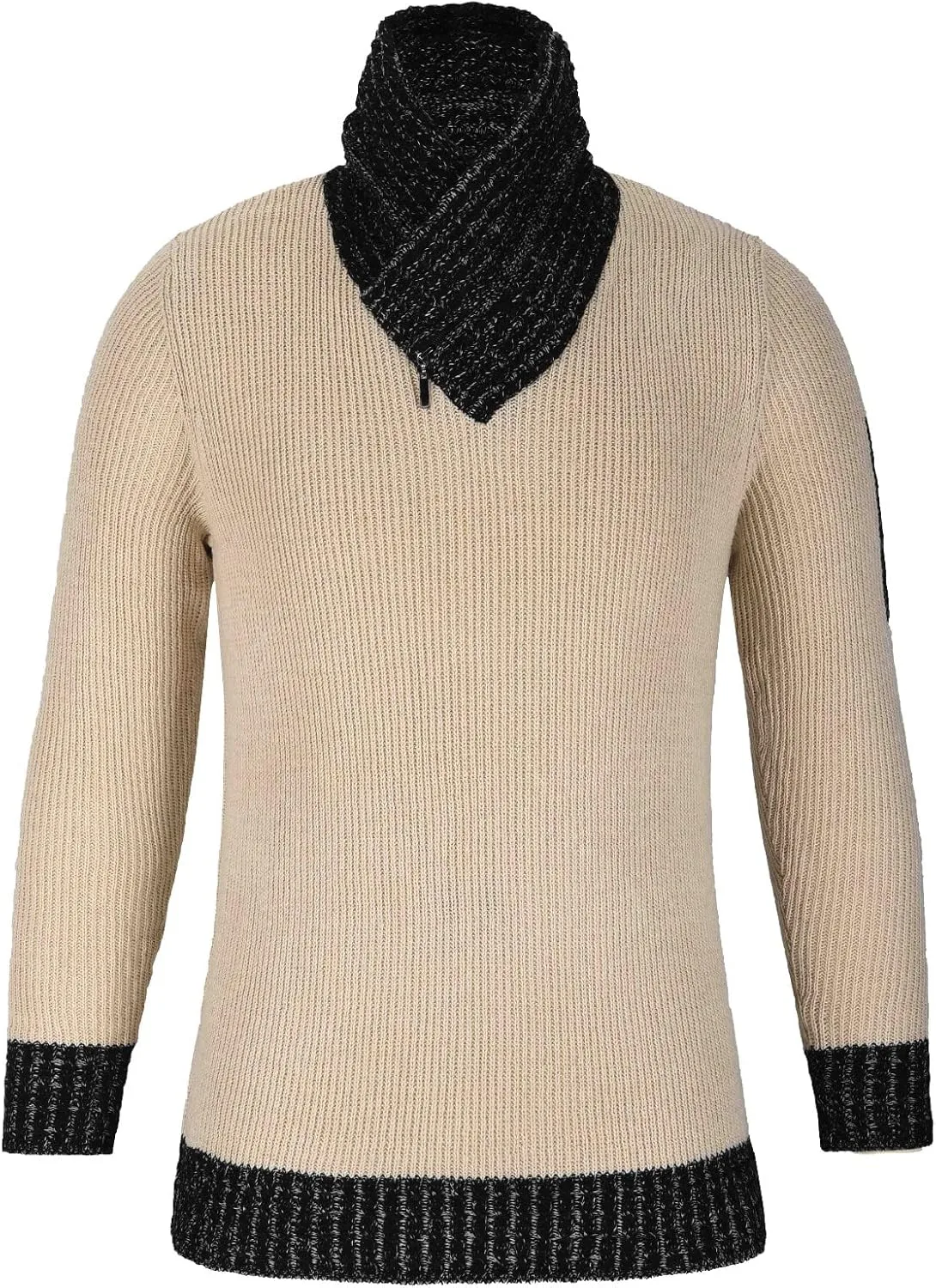 Men's Thermal Winter Sweater, Stretch Turtleneck Pullover, Solid Color Warm Comfy High Neck Knit Top Outdoor Hiking — фото 3