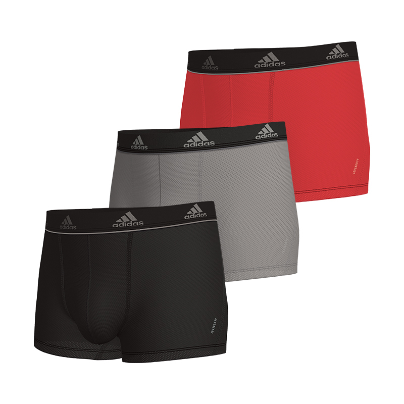 

Мужские боксеры Adidas, 3 шт (Лесной серый+Мак красный+Черный)