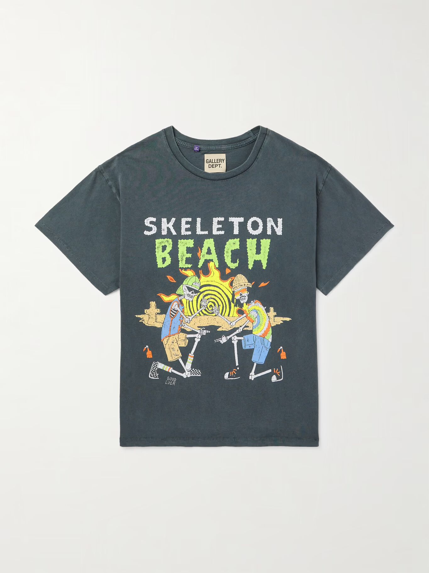 

Футболка из хлопкового джерси с блестящим принтом Skeleton Beach GALLERY DEPT., черный