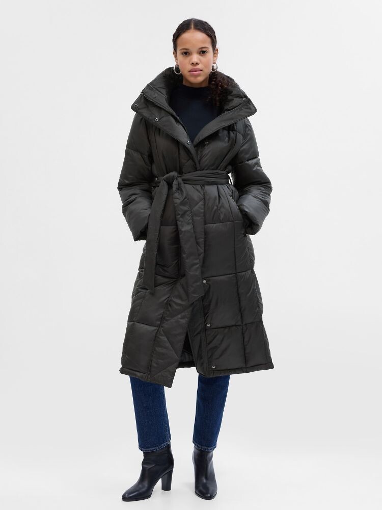 

Длинное стеганое пальто primaloft Gap, черный