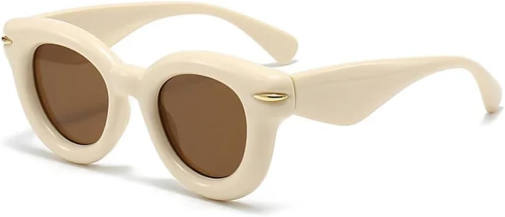 

Женские модные овальные солнцезащитные очки конфетных цветов в стиле ретро с заклепками. Мужские модные круглые солнцезащитные очки в стиле панк с защитой от УФ-излучения UV400 UUPTTPL, Beige Tea